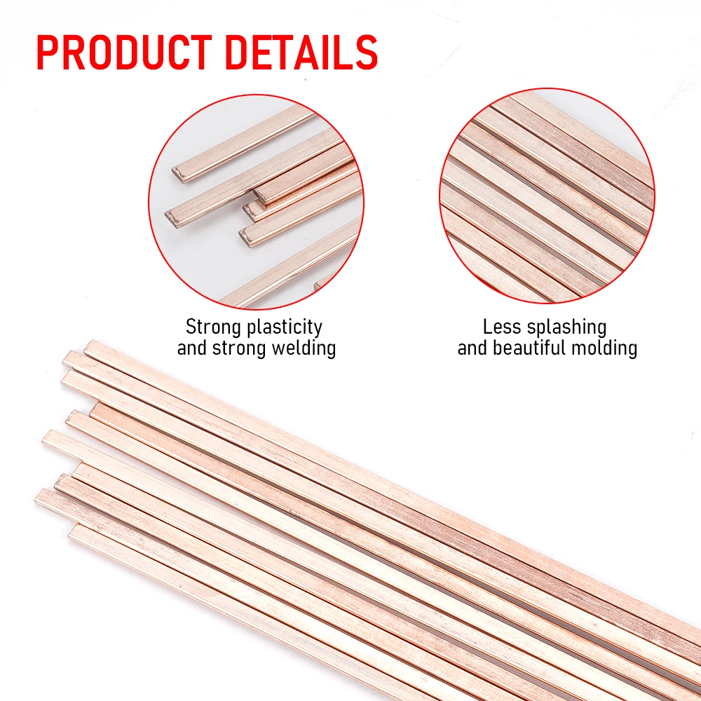 10pcs 1mmx400mm Phosphor Copper Welding Rods  High Purity HVAC Solder Wire for AC Pipe Refrigerator Repair Crack Resistance DIY