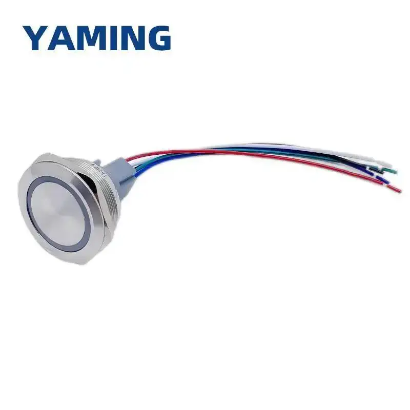 40mm Metal Push Button Switch 1NO 1NC Momentary Reset Latching Lock Ring Power Supply With Lamp Waterproof Stainless Steel