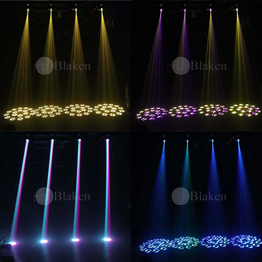 Mini LED Beam Spot Light, prisma rotativo, movendo a luz principal para DJ, bar, discoteca, festa, clube, efeito de palco, 150W, 6 + 12, sem dever, 4pcs