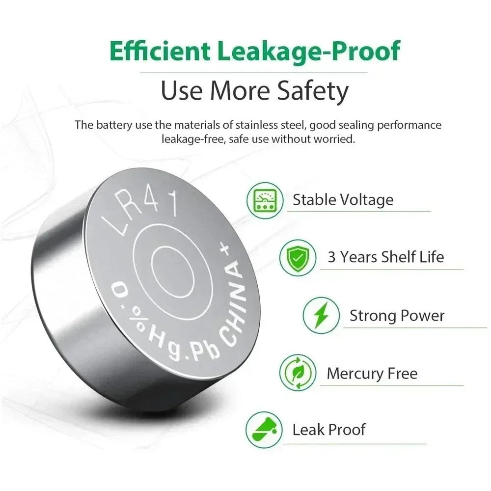 

4-100PCS AG3 LR41 392 Button Cell Batteries SR41 192 Cell Coin 1.55V Alkaline Battery L736 384 SR41SW CX41 For Watch Toys Clock