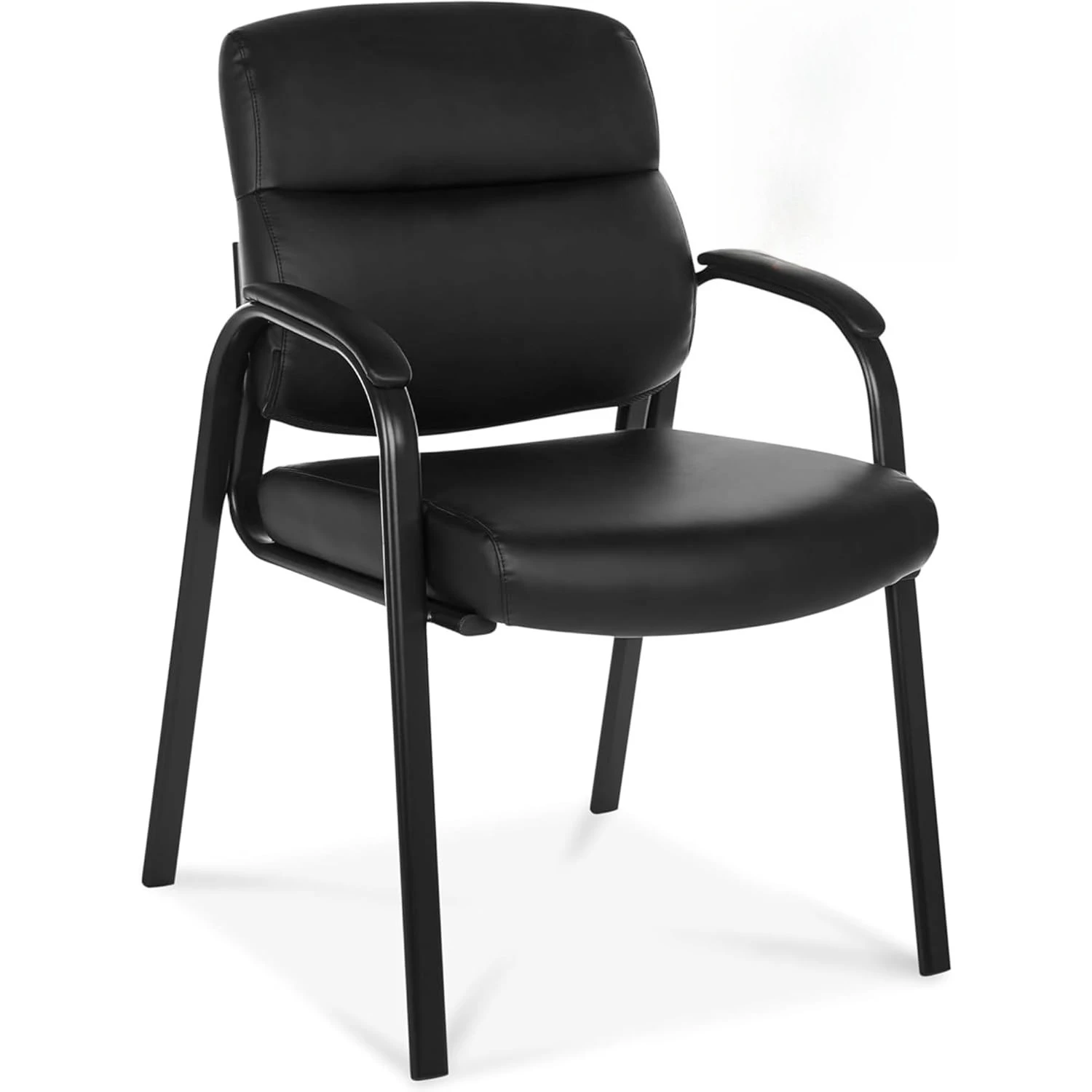 

Leather Guest Chair Padded Arms Reception Conference Waiting Room Office Desk Big Tall, Custom