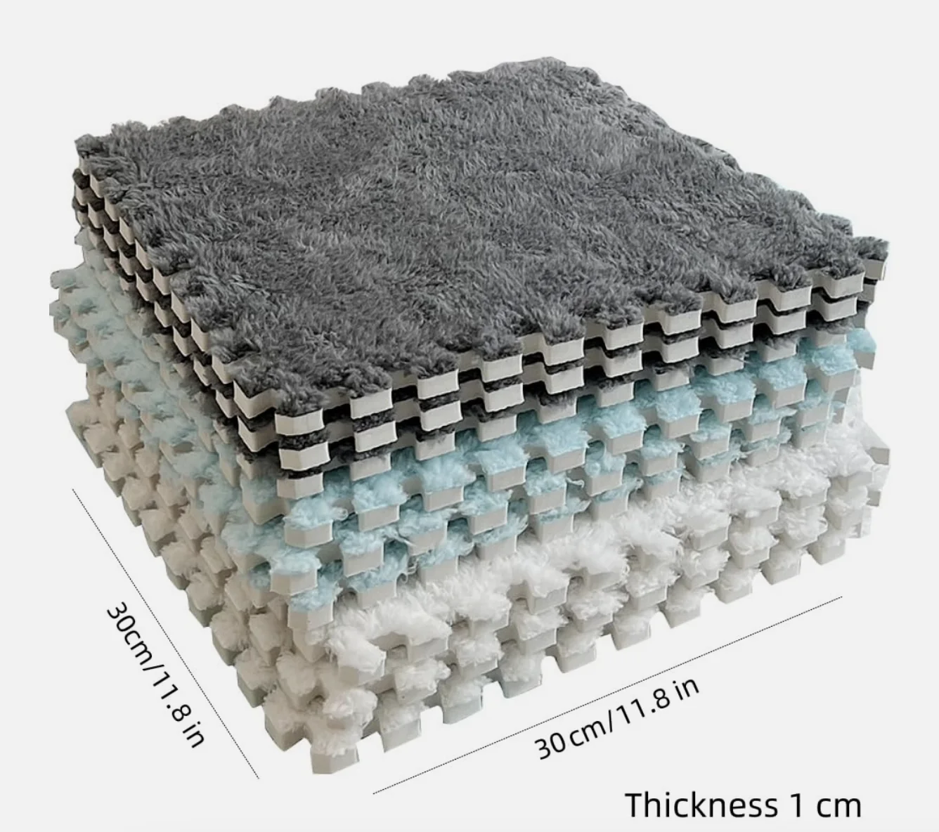 12pcs Carpet Squares Puzzle Floor Mat, Plush Interlocking Carpet Tiles