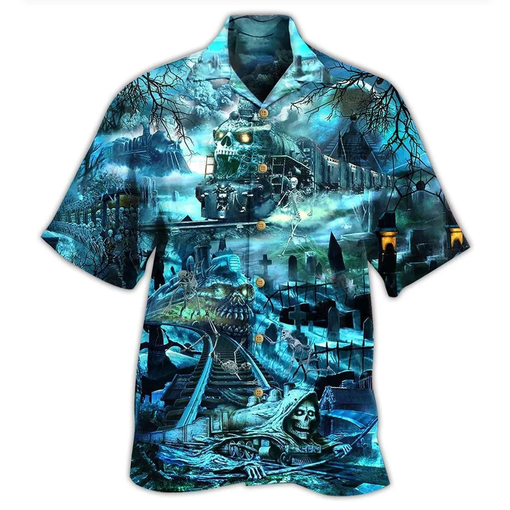 New Horror Skull 3D Print Hawaiian Shirts Men Women Casual Fashion Streetwear Short Sleeve Beach Shirt Tops Blouse Man Clothing