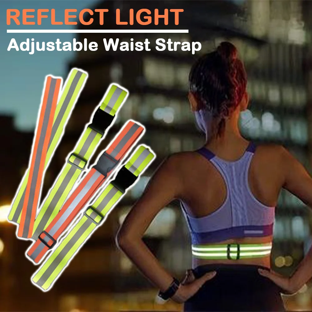 

Reflective Night Safety Belt Adjustable Elastic Reflective Belt 4x120cm Outdoor Running Construction Duty for Kids Men Women