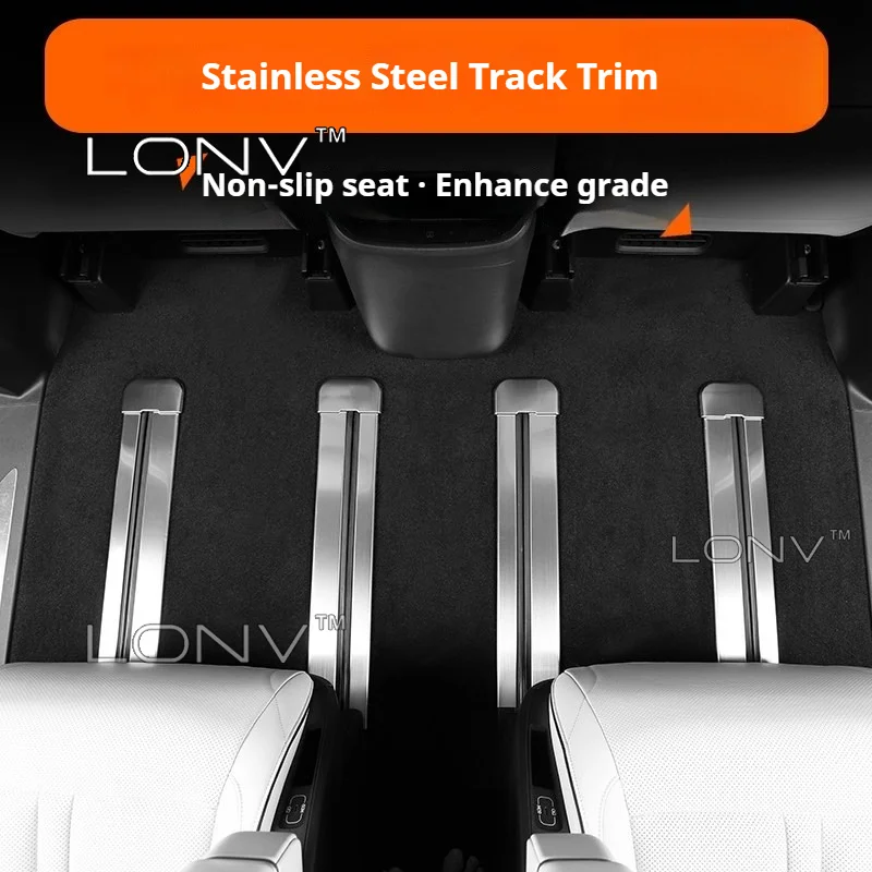 For Xpeng X9 2026 2027 Car Stainless Steel Rear Seat Track Path Slide Rail Frame Cover Trims Decorative Strip Auto Accessories