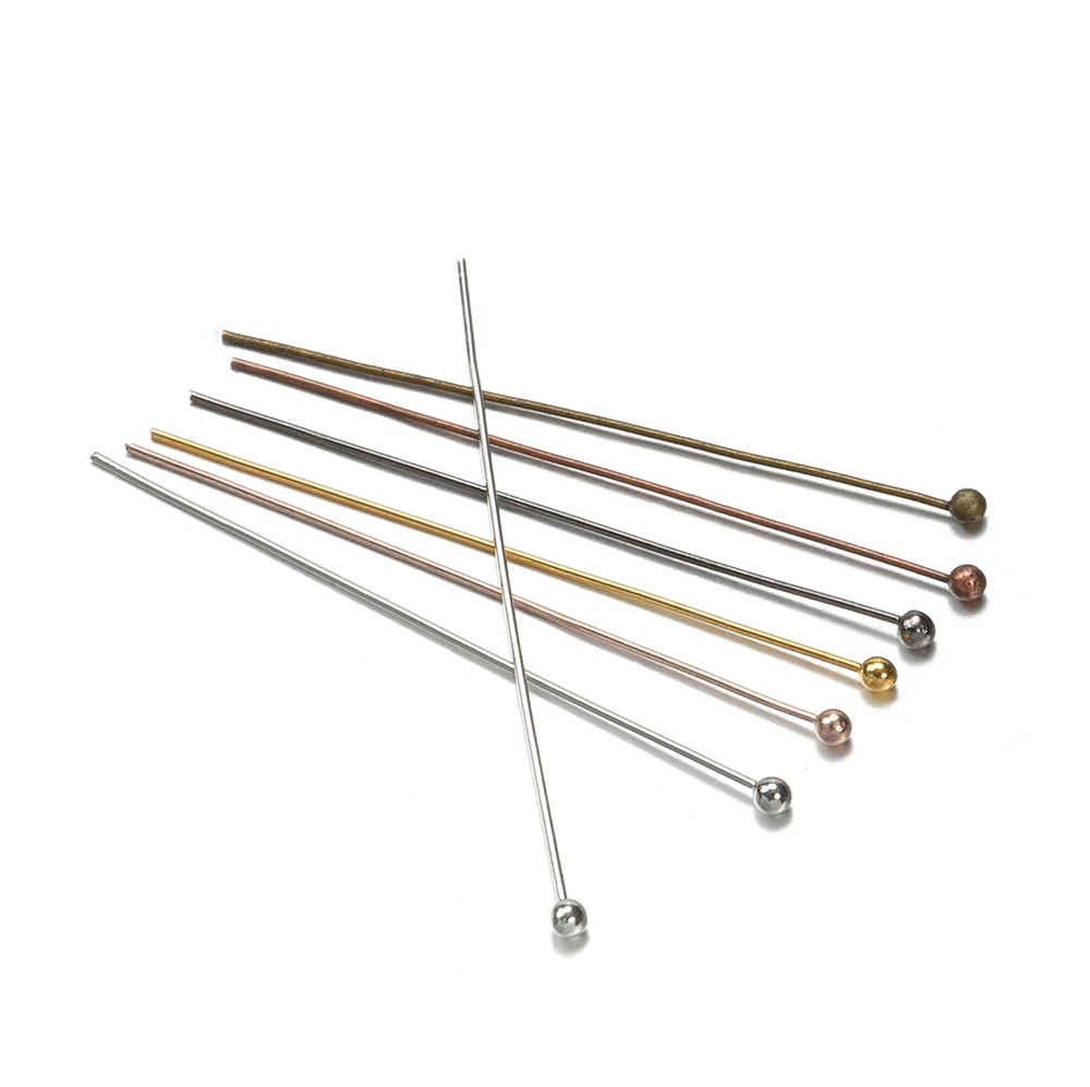 200pcs/lot 18 20 24 30 35 40 mm Metal Ball Head Pins Connector for DIY Jewelry Making Beads Needlework 0.5mm Headpin Accessories