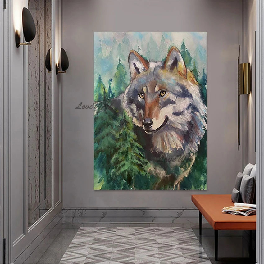 High Quality Wolf Animal Oil Painting Canvas Hand-painted Wall Art Picture For Living Room Custom Artwork Import Home Decor