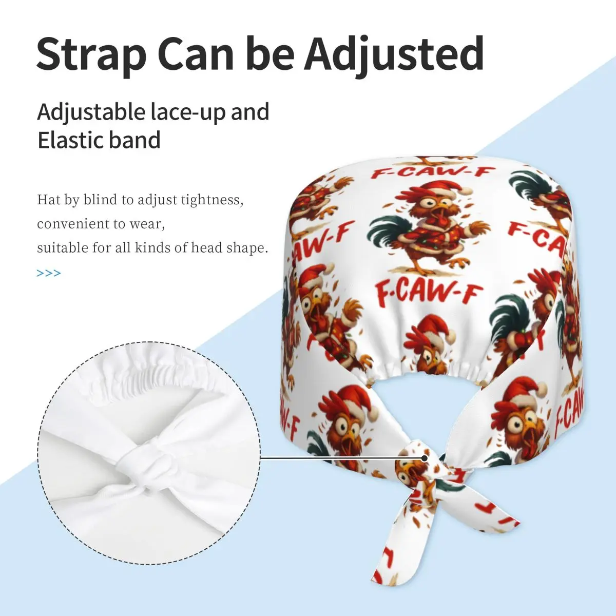 Werken Caps Voor Unisex Vrouwen F-CAW-F Kip Verpleging Hoeden Kerst Ademend Werk Scrub Cap Trendy Lang Haar Medische Cap