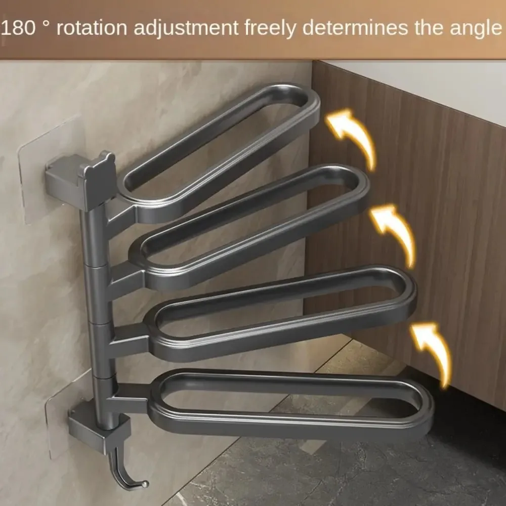 Plastics Rotating Multi-rod Towel Rack Towel Rack Multi-layer No-Punch Towel Rack Wall Mounted Rotatable Multi-Bar Towel Rack