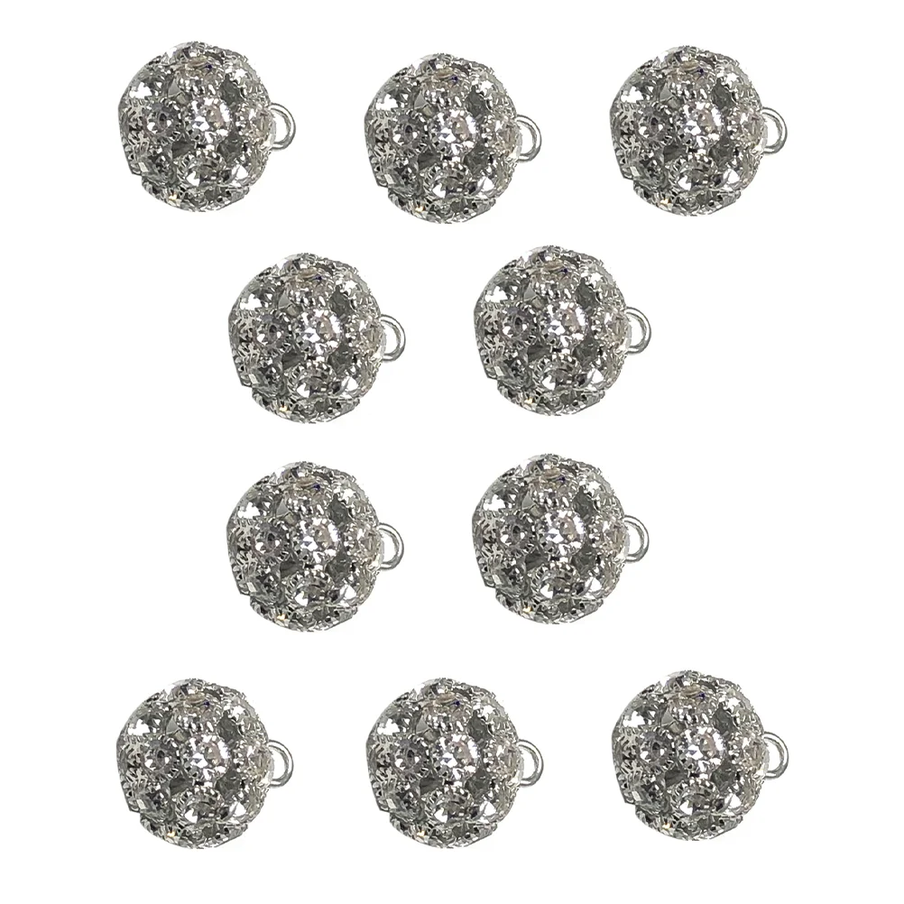 

10 Pcs/ Buttons for Crafts Full Diamond Spherical Jewelry Decorative Vintage Pants Shirts Dress Silver Clothing Miss