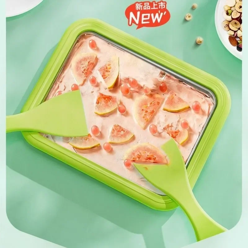 304 Stainless Steel Mini Home Rolled Ice Cream Maker Kids DIY Frozen Yogurt Machine Aesthetic Ice Roll Tray Homemade Dessert