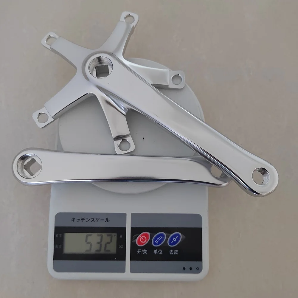 Bicycle Crank 144 BCD Fixed Gear Crankset 5 Bolts Track Bike Arm Silvery Aluminum Alloy Folding MTB Parts