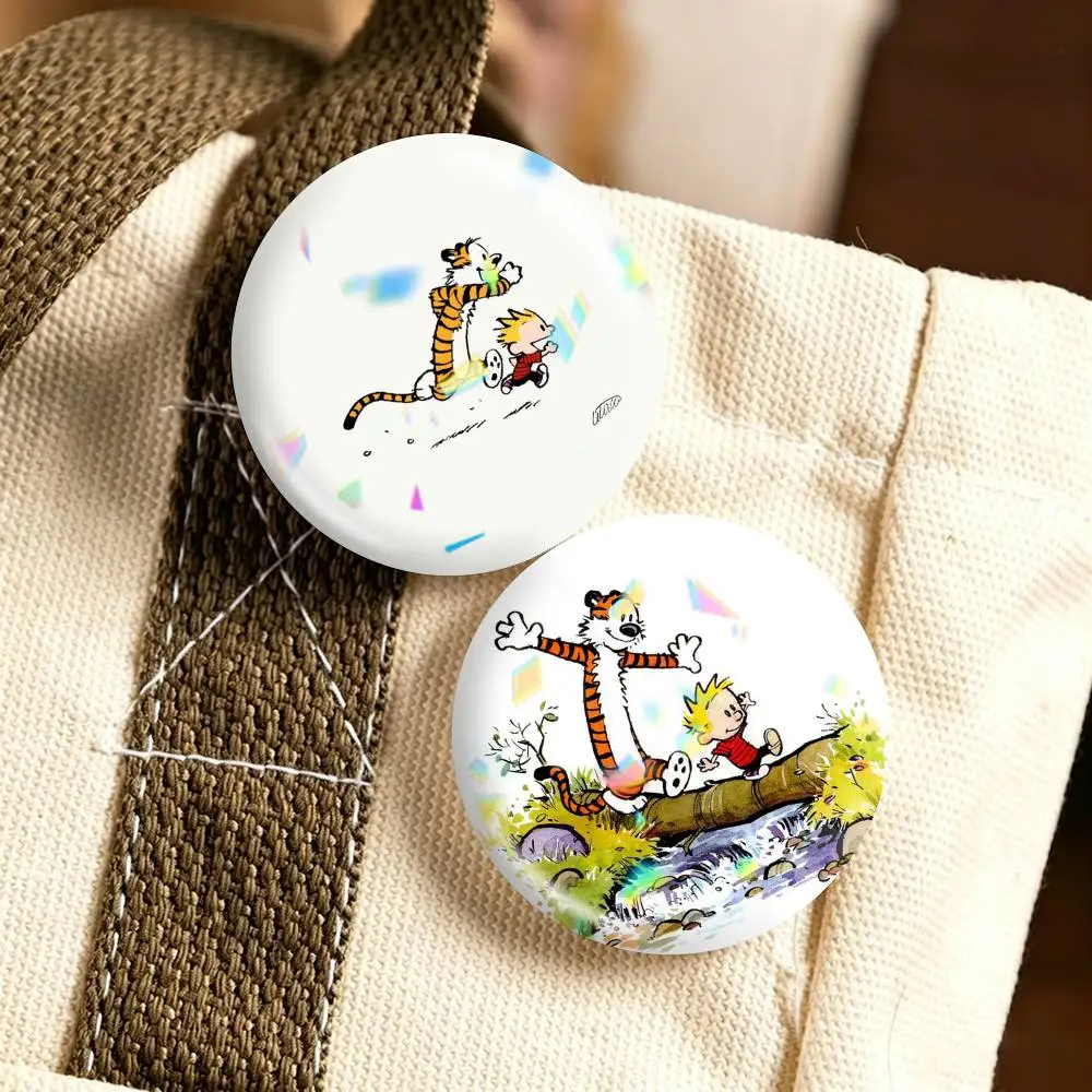 Calvin and Hobbes  25mm 32mm 44mm 58mm 75mm Brooches Badges Pins for Accessories Gift