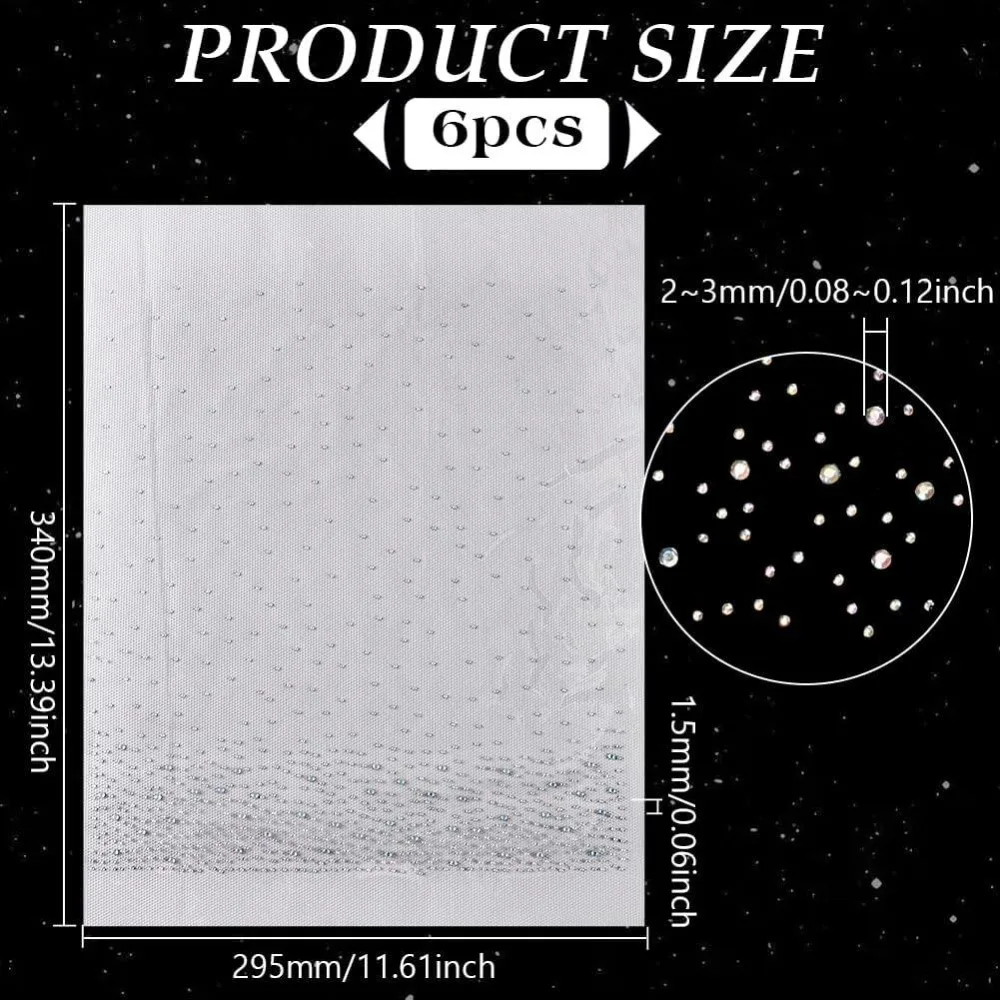 6 Sheet Glitter Rhinestone Iron on Transfers Rainy Layout Glass Rhinestone Hotfix Decoration Appliques AB Clear Color Rhinestone