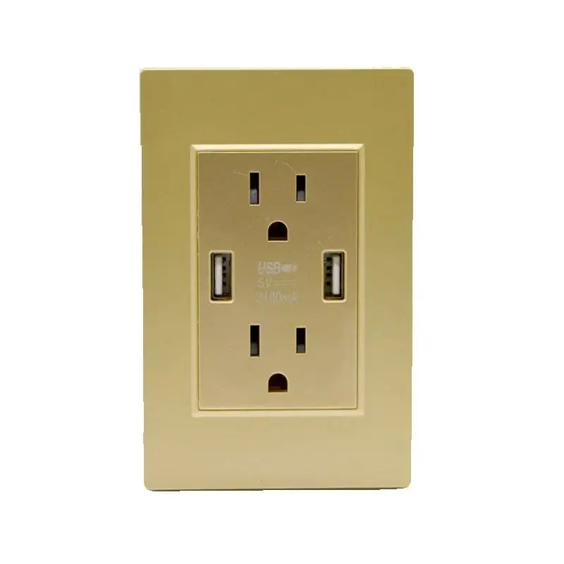 

НОВАЯ настенная розетка с USB-интеллектуальной зарядкой, американский стандартный разъем 15А, 5 В, 3,1 А, черный, белый цвет шампанского, лучшая цена
