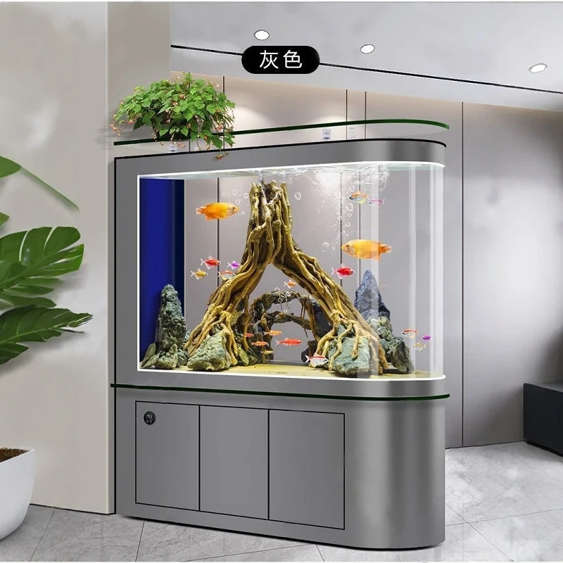 

Modern Minimalist Living Room Fish Tank Bottom Cabinet Large Luxury Glass Partition Waterless Maintenance Pet Furniture FYFT