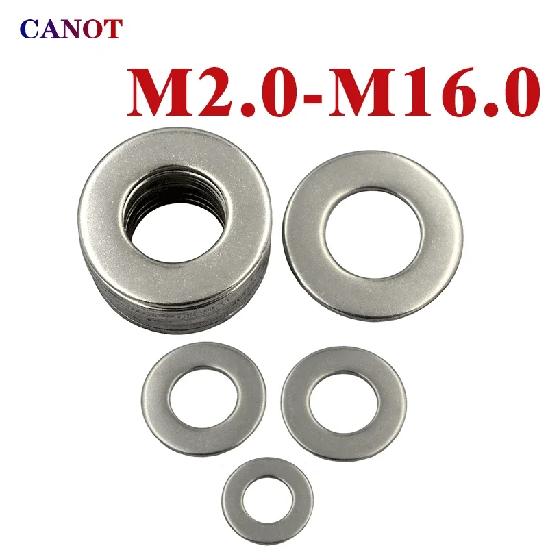 Flat Washer M2 M2.5 M3 M4 M5 M6 M8 M10 M12 M14 M16 304 Stainless Steel Meson Washers Plain Washer Gaskets Spacer Shim Barytron