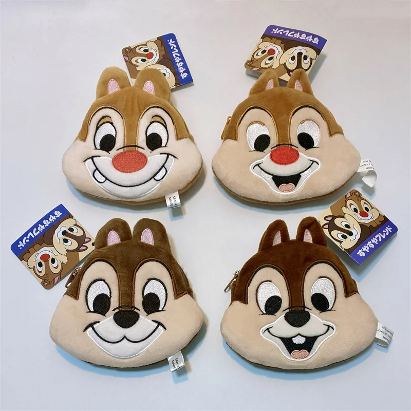 Disney Anime Figure Kawaii Wallet Pendant Chip Dale Cute Animal Girl Heart Coin Purse Couple Headset Key Storage Bag Xmas Gift