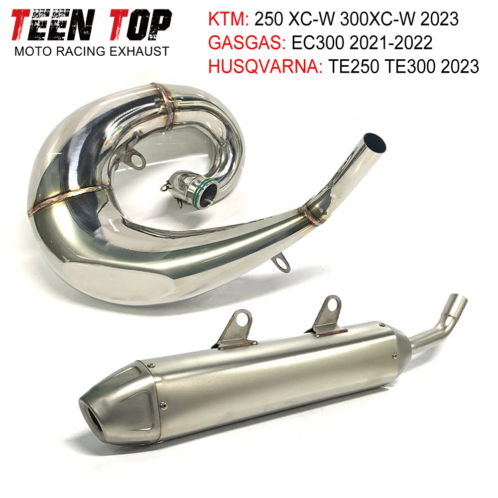 Dirt Bike Full Exhaust Systems For Husqvarna TE250 TE300 2023 Front Link Pipe Exhaust Muffler 30mm Motor Bike Escape 250 XC-W