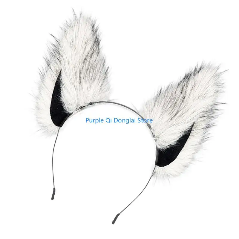 L21E Faux Furs แมวสุนัขจิ้งจอกหูสำหรับผู้หญิงฮาโลวีนคอสเพลย์อุปกรณ์เสริมผม Furry สัตว์หูผม Hoop
