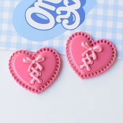 5Pcs 3D Kawaii Y2K Pink Binding Bow Heart Star Decoration Charms Junk Phone Case Storage Box Flatback Resin Accessory Diy Crafts