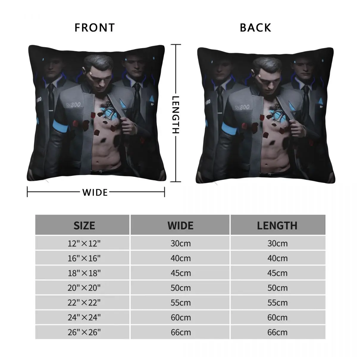 Detroit Become Human Connor Awakening Square Pillowcase Polyester Linen Velvet Pattern Zip Decor Pillow Home Cushion Case 45x45