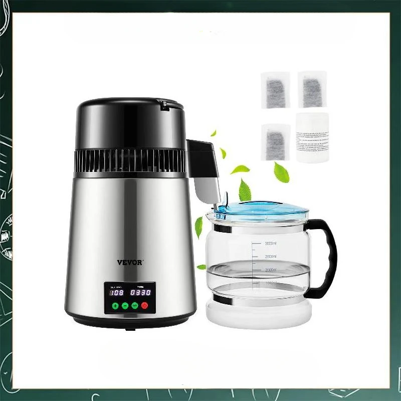 

%a 4L Water Distiller Purifier Filter 1 L/H Distilling Speed Dispenser Drinking Bottle Softener Touch Screen Home Appliance
