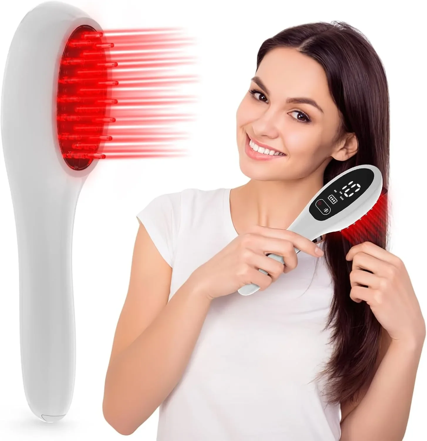 Elektrischer Laser-Haarwachstumskamm, Anti-Haarausfall-Therapiekamm, Infrarot 650nm 470nm LED Rotlicht-Vibrationsmassage-Haarpflegebürste