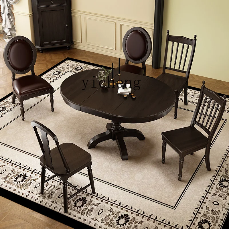 

LX Solid Wood Dining Chair Small Apartment Pure Solid Wood Chair Black Walnut Color
