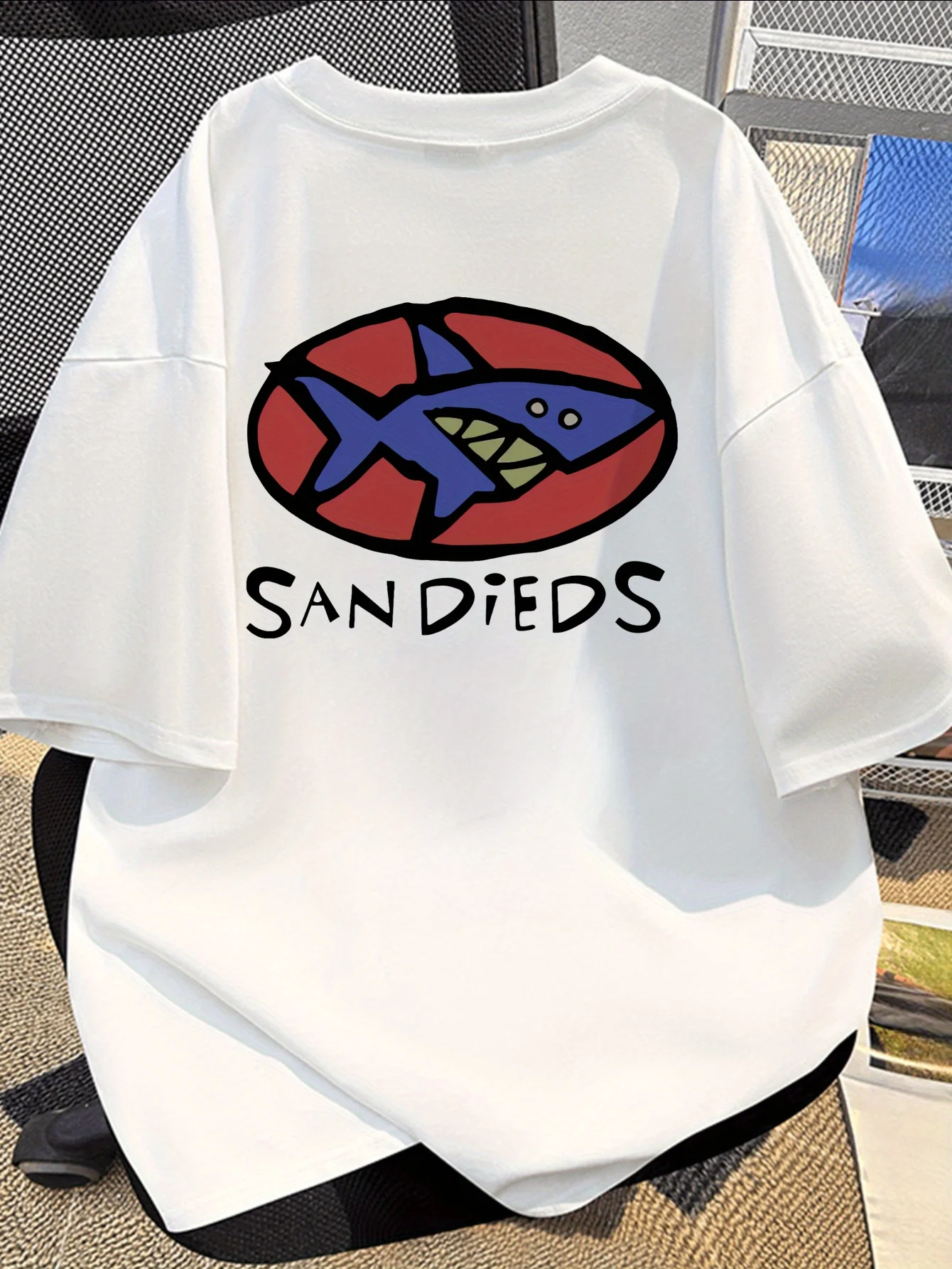 

Dual Sided Shark Graphic Printing Summer Autumn and Winter Pure Cotton Casual and Comfortable Men's and Women's T-shirts