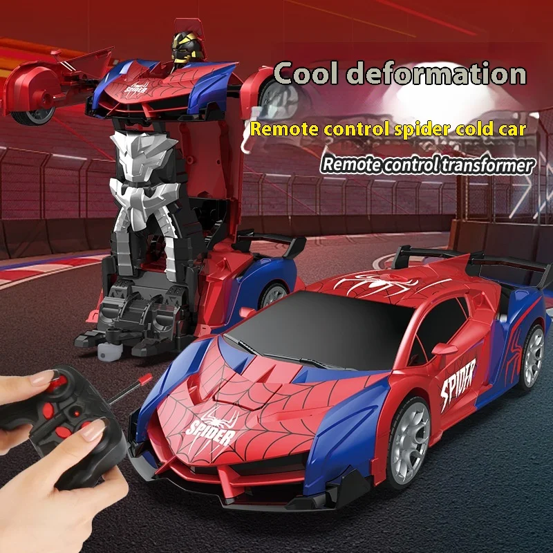 Modelo de Anime, coche de transformación remota 1:18, coche de Control remoto de araña de transformación de un clic, juguete eléctrico para niños, regalos de coche deportivo