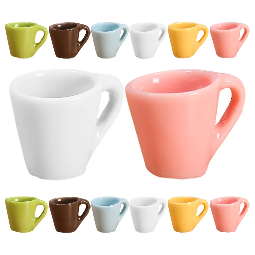 24 Pcs Miniature Cup Kitchen Accessories Dollhouse Mugs Resin Miniatures Coffee