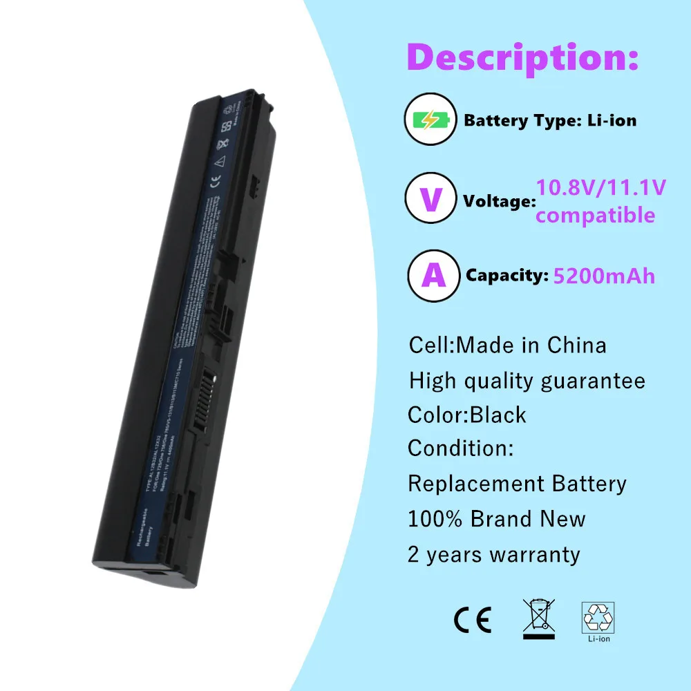 Laptop Battery For Acer Aspire One 725 756 V5-171 AL12X32 AL12A31 AL12B31 AL12B32 TravelMate B113 C710 Chromebook
