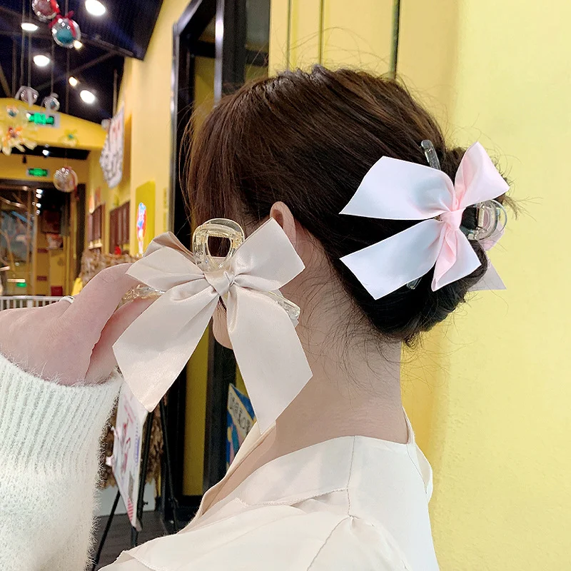 Bow Knot Hairpin Fabric Ribbon Girls Hair Accessories Hairpin Bowknot Hair Clip Ponytail Holder Shark Clip Barrettes Headwear