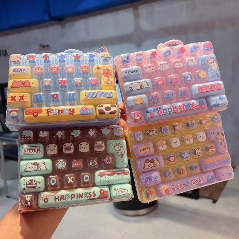 26 Grid Keyboard Clicker Keyring 1/2Pcs Anti Stress Button Keychain Portable Fidget Toy for School Office Travel Anxiety Relief