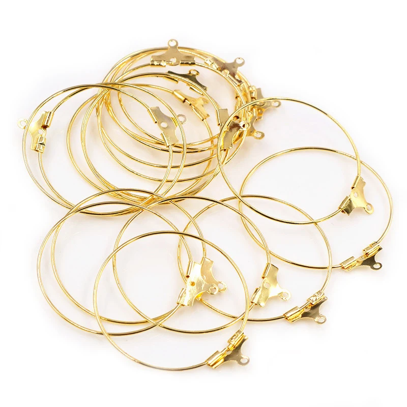 30pcs 20 25 30 35 40 45mm Hoop Earrings Findings Big Circle Ear Wire Hoops Earrings For DIY Jewelry Making Supplies Accessories