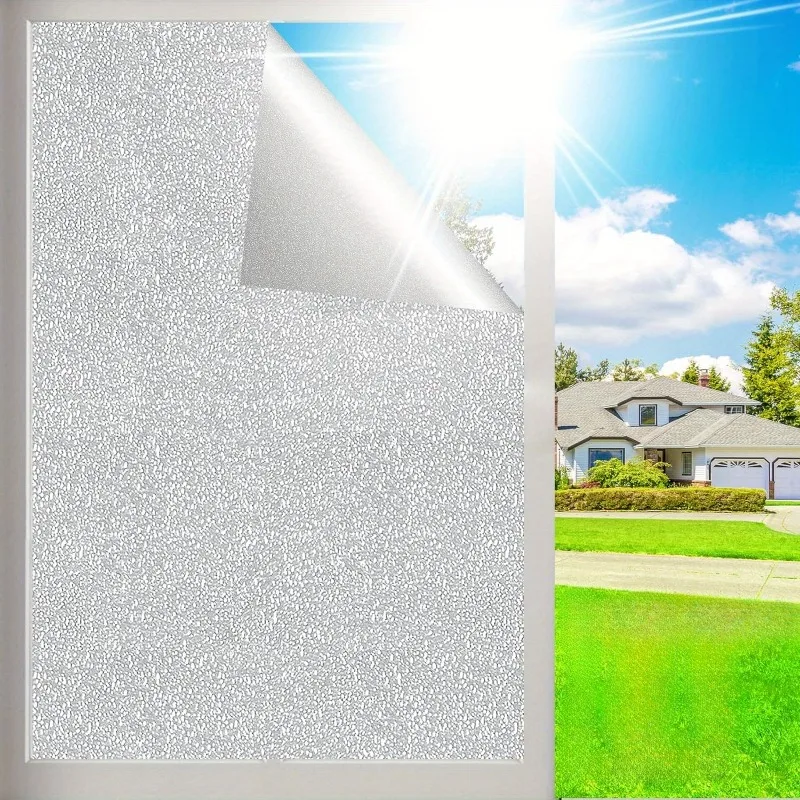 

Window Privacy Film Frosted Glass Window Film Sun Blocking for Static Clings Removable Frosting Bathroom Door Window Covering