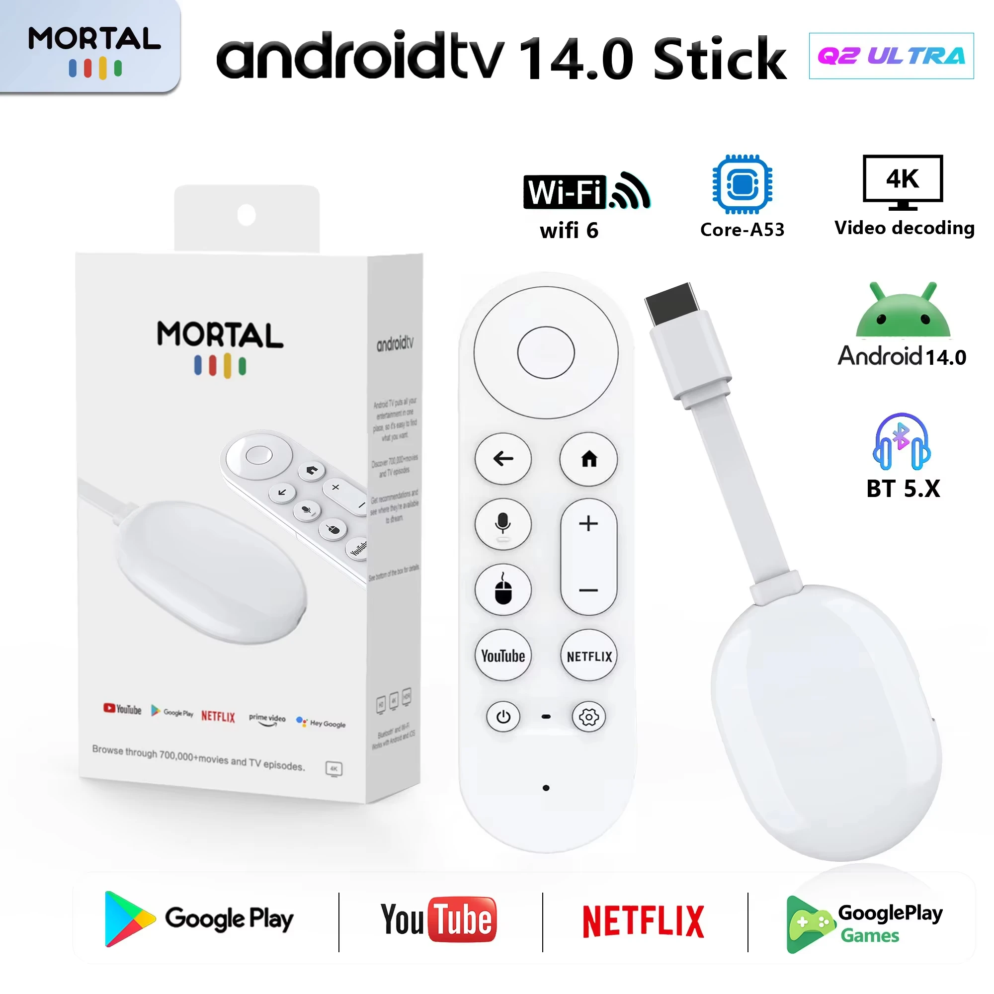 New New Mortal Android 14.0 BT5.X 4k Smart TV Stick Q2 Ultra Rock3518 2GB RAM 16GB ROM Q2 Ultra TV Stick Dual Wifi 6 TV Dongle - Aliexpress Deal