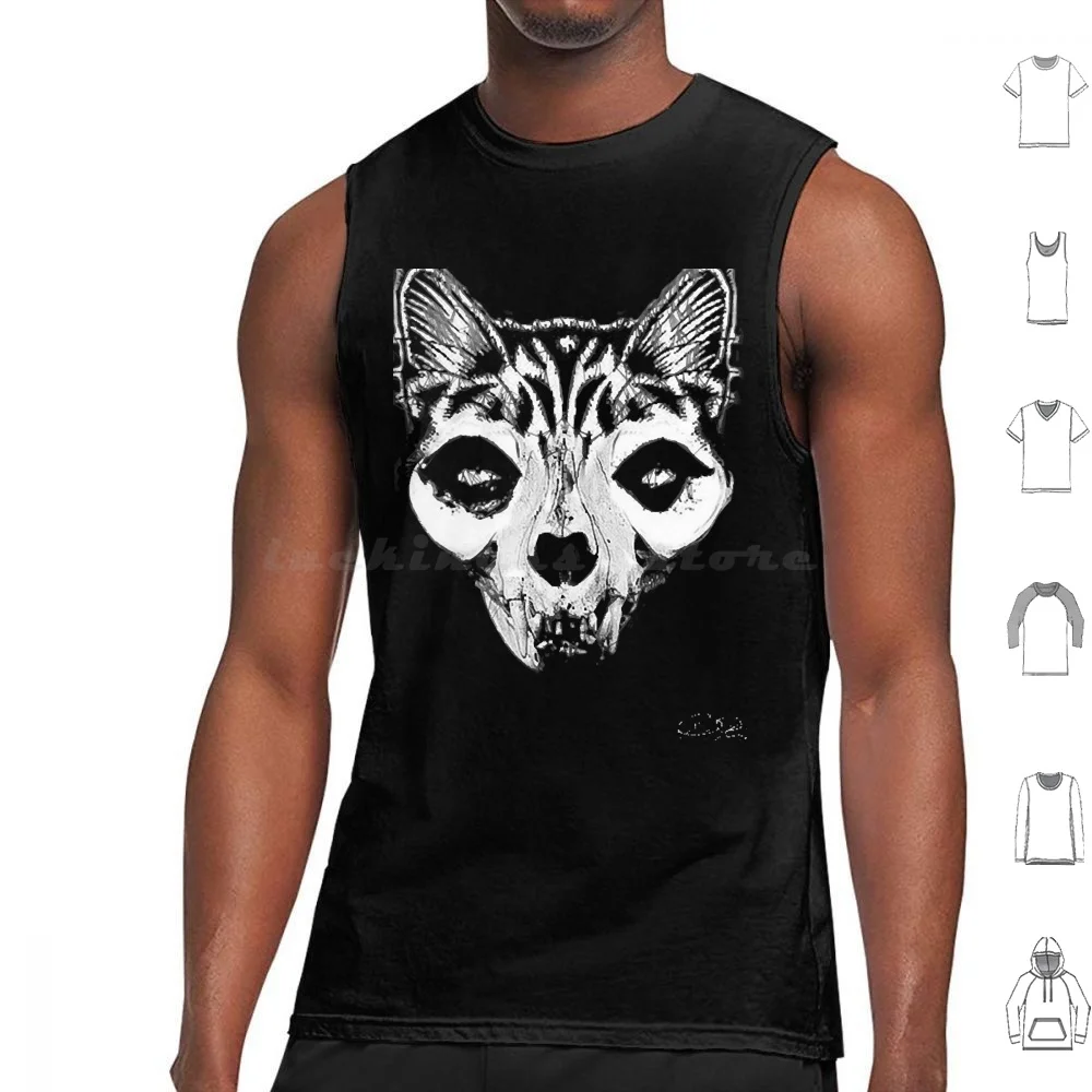 The Miskits Tank Tops Print Cotton Bone Animal Artsy Band Bones Cat Cats Danzig Dark Death Halloween Kitten Kitty Music