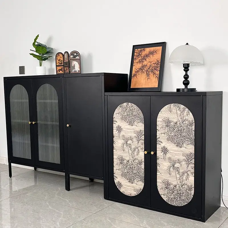 Medieval style sticker tin cabinet wrought iron French cabinet home style sticker locker furniture black cabinet