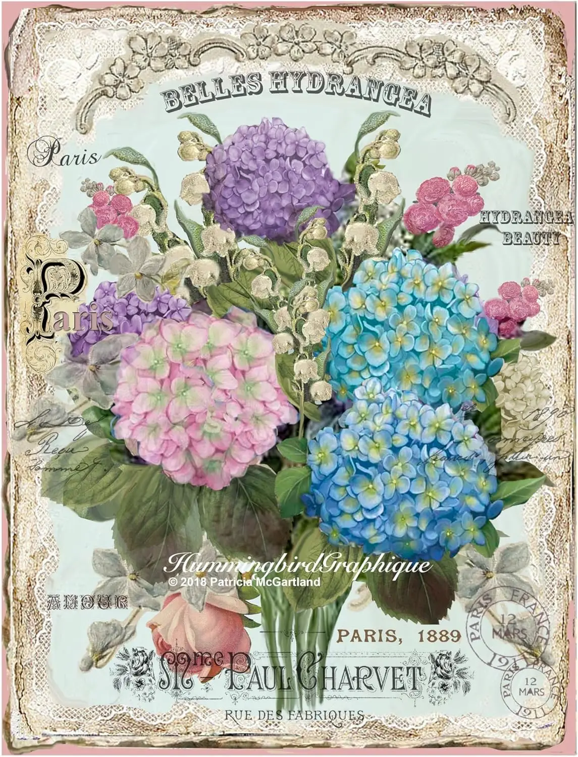Metal Tin Signs ENCHANTED COTTAGE HYDRANGEA Garden Metal Sign Lodge Yard Garden Poster 12x8 Inch Plaque sign
