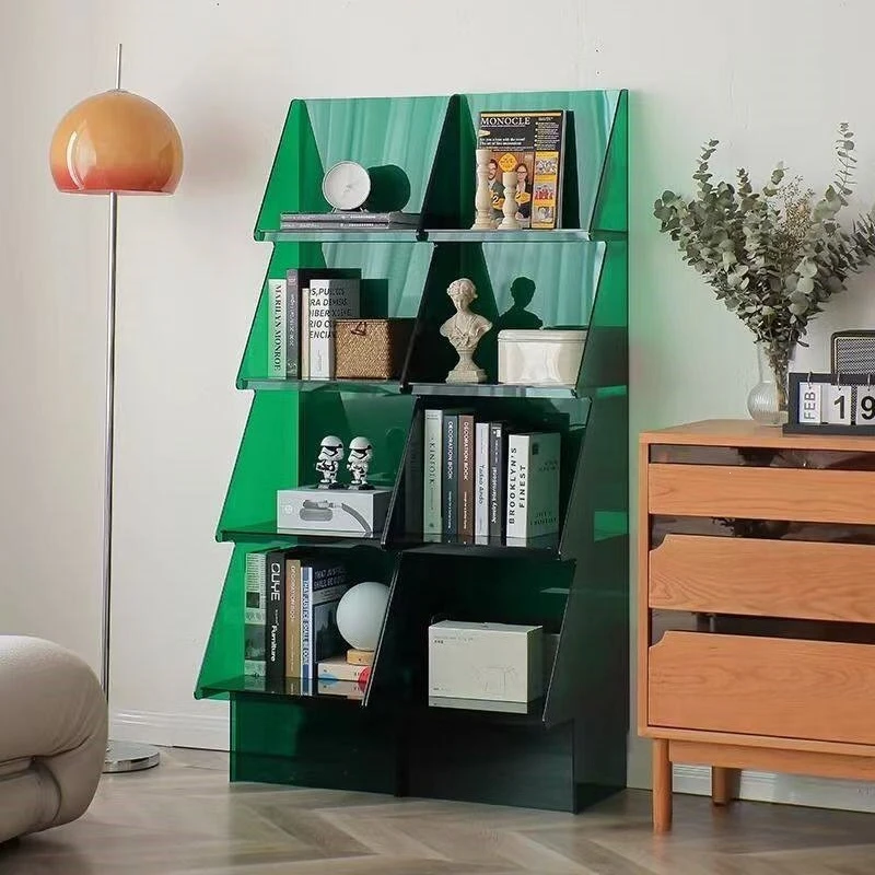 Creative Christmas Tree Acrylic Bookshelf Floor Storage Light Luxury Living Room Display Stand