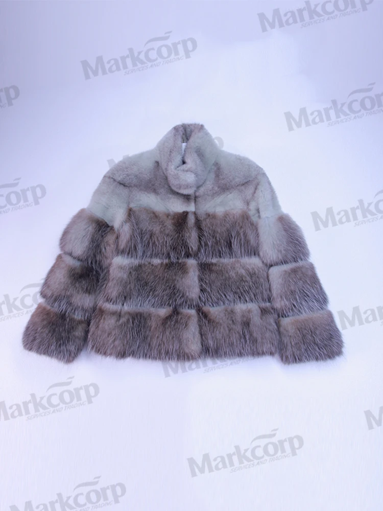 【 Markcorp 】 Fashion fur 60 North American bag mink+30 cross mink+10 sheepskin standing collar fur