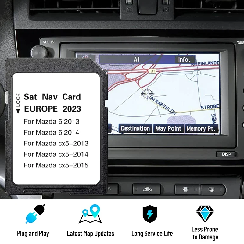 GPS SD Card for Mazda 6 CX-5 Vehicle Update Maps 2024 Version Navigation System EU UK Maps Sat Navi Accessories Free Shipping