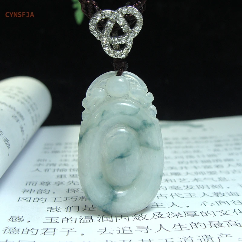 

CYNSFJA New Real Original Certified Natural Feicui Grade A Emerald Jadeite Love Pendant Necklace Hand-Carved Hiqh Quality Gifts