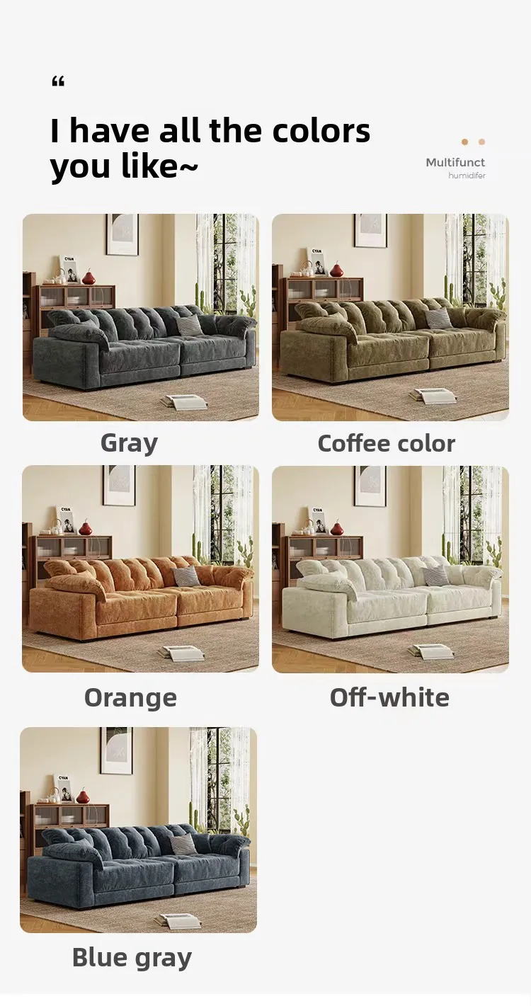 ^Premium Chenille Velvet Fabric Movable Modular Sofa Set Modern Minimalist Biscuit Tufted Sectional for Villa & Hotel