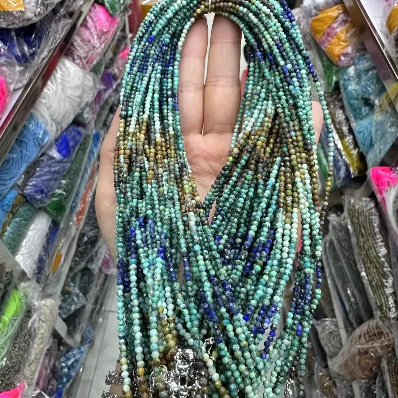 الجملة الكريزوكولا الطبيعية الأوجه جولة فضفاض الخرز - 38cm للنساء سوار ذاتي الصنع وقلادة مجوهرات اكسسوارات