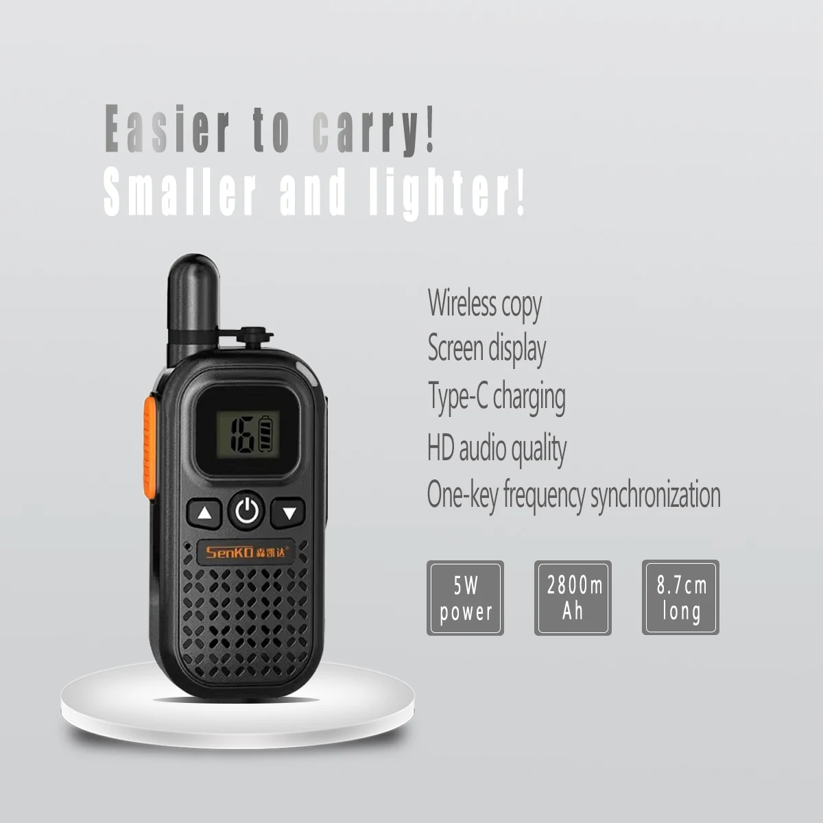 Mini  Walkie Talkie USB Plug PuOne Click Frequency Matching Type-C Charging Ultra-thin High Power for Hotels and Restaurants