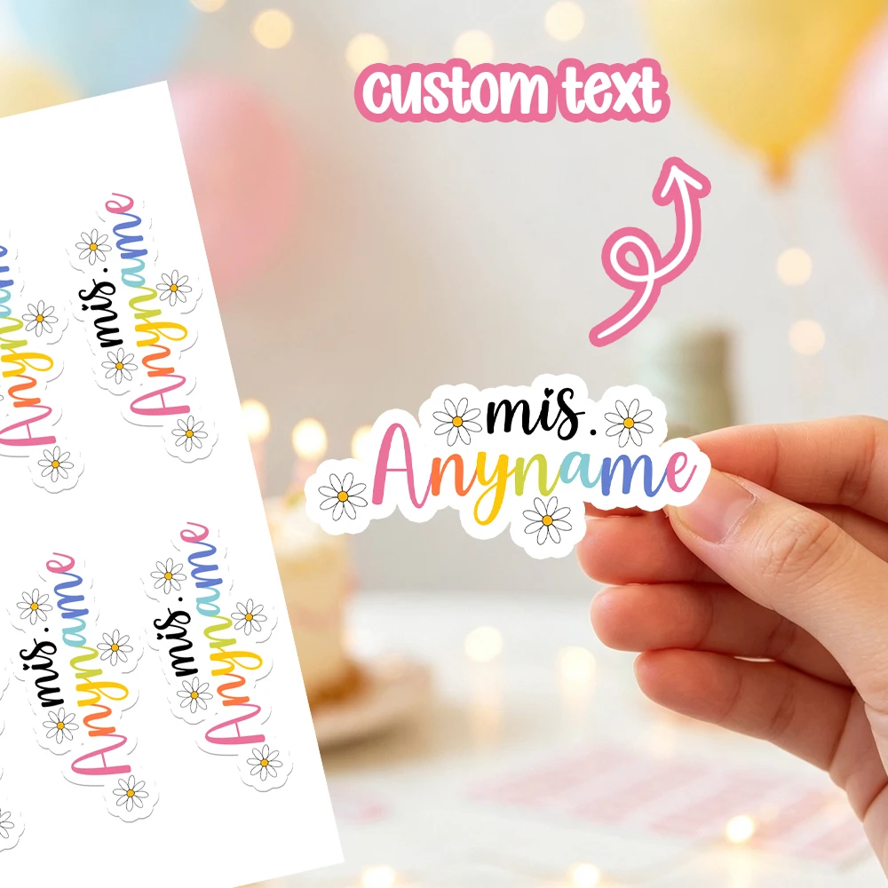 Personalized Custom Name Stickers,Custom Text,Gradient Design,Waterproof Self Adhesive Labels,for Teachers Classroom