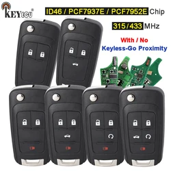KEYECU 315 / 433MHz ID46 PCF7937E / PCF7952E Chip Flip Smart Remote Key Fob for Chevrolet Camaro Cruze Equinox Impala Spark Volt